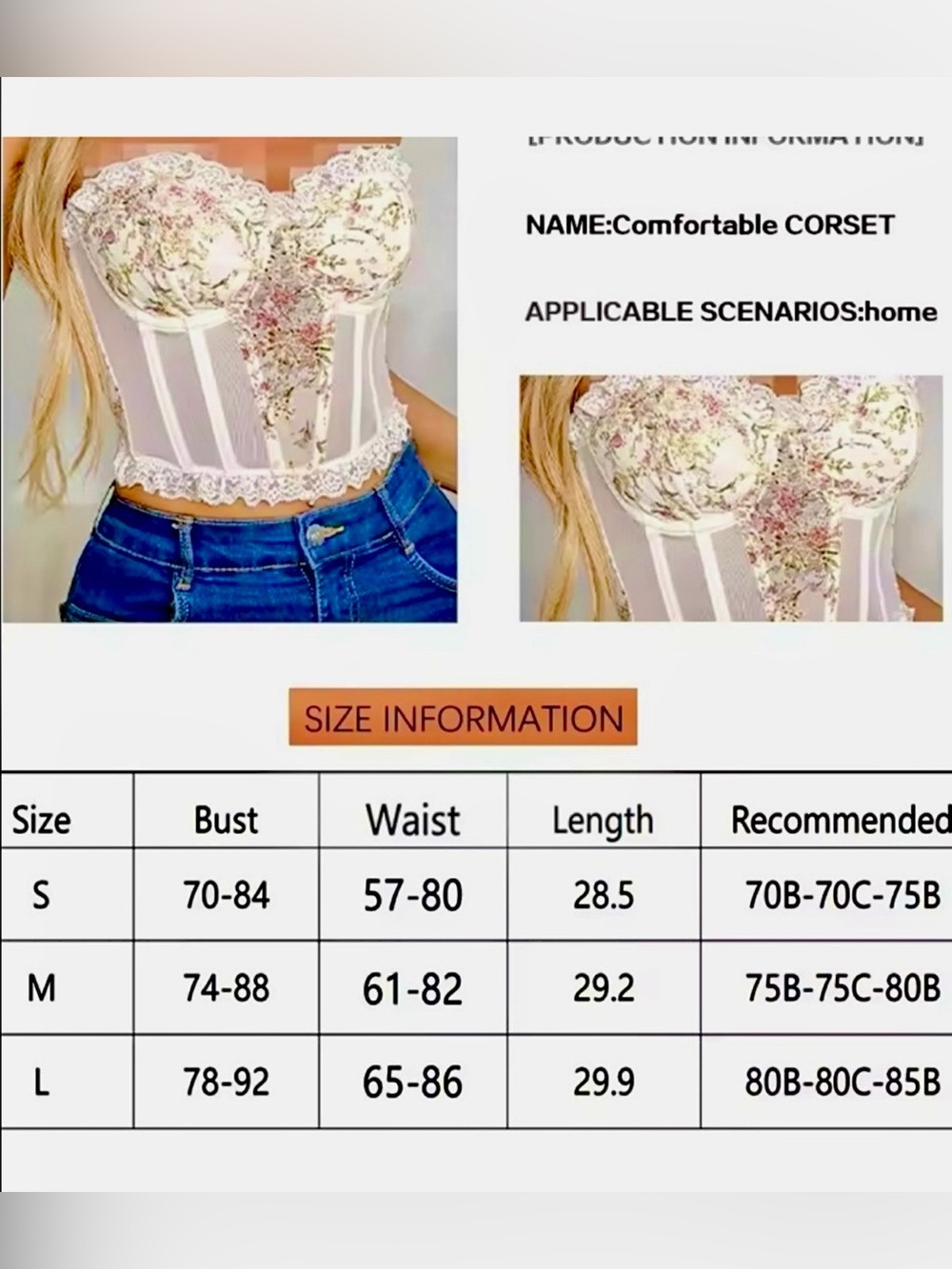Floral Embroidered Corset | Coquette Lace Bustier Top | Size Large Boutique Fit! - Picture 5 of 8